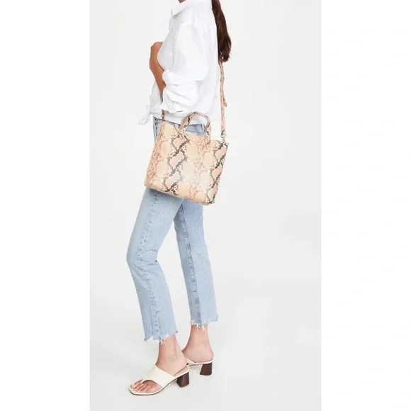NWT Madewell Snakeskin The Zip-Top TransportLeather Crossbody Purse Bag​​​​​